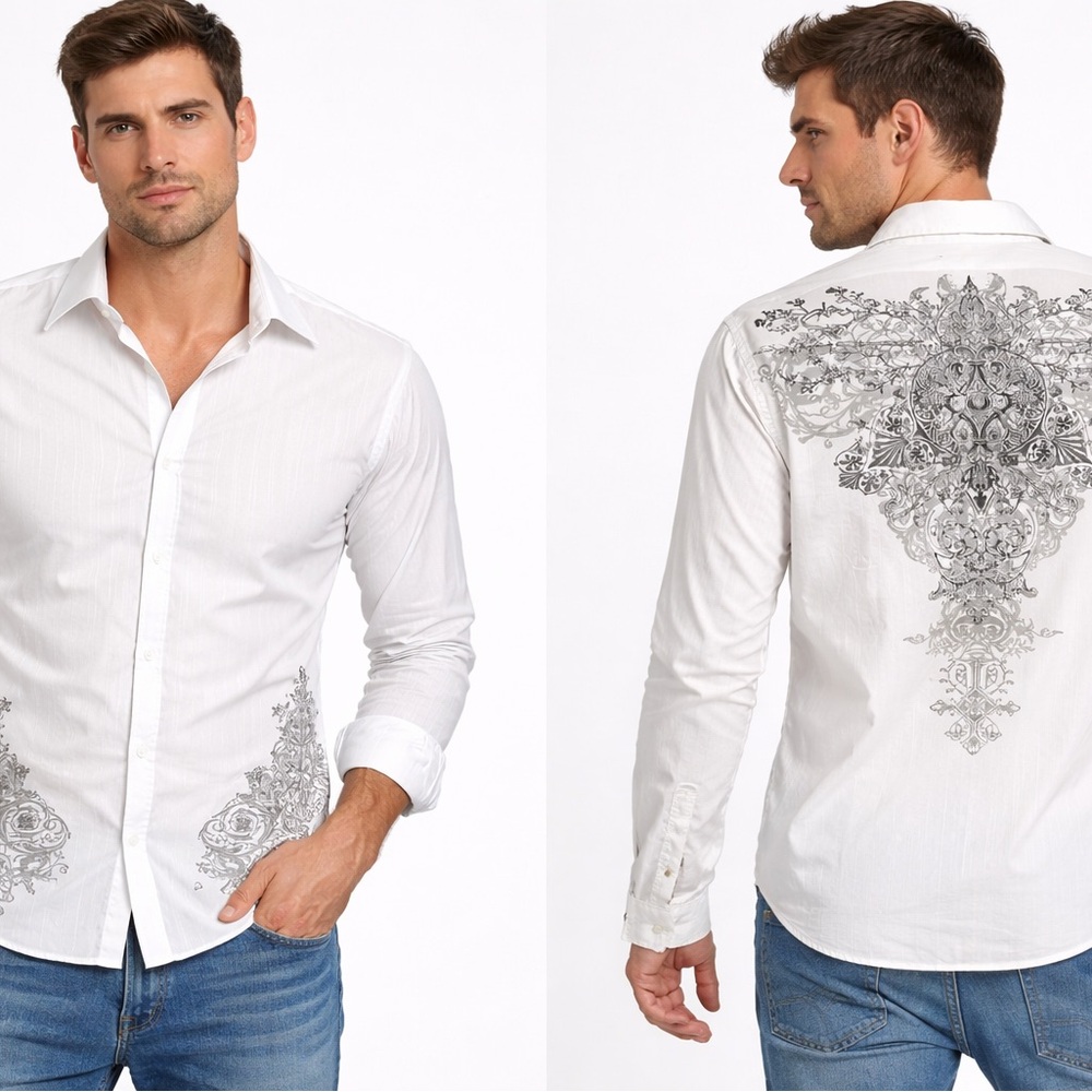 Men’s button down shirt by Straightfaded sz Medium EUC